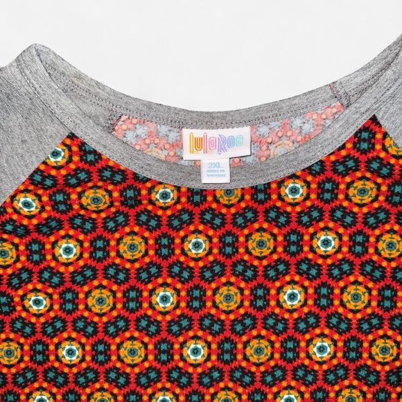 Lularoe "Randy" Baseball Style, Quarter Sleeve, Colorblock T-Shirt - Picture 3 of 8